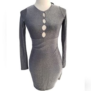 Hollister NWT Black/Silver Sparkle Knit Cut Out Party/Holiday Dress Size XS